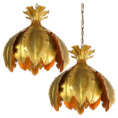 Brutalist Acid Treated Brass Pendant Lamps by Svend Aage for Holm Sorensen, Set of 2-VDW-997139