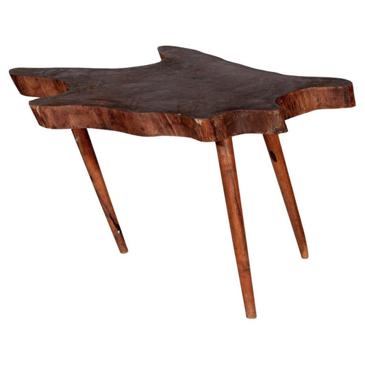 Brutalist Amorphic Teak Natural Slab Coffee Side Table, 1936