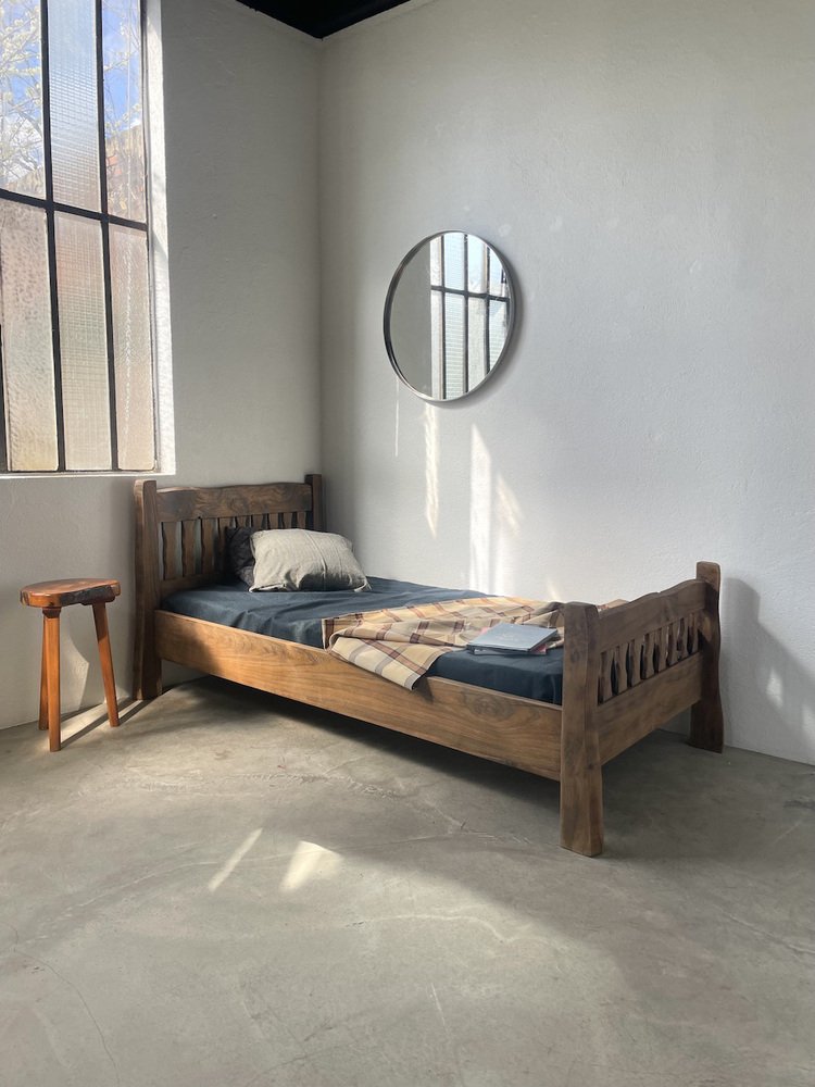 Brutalist Aranjou Elm Bed, 1950s