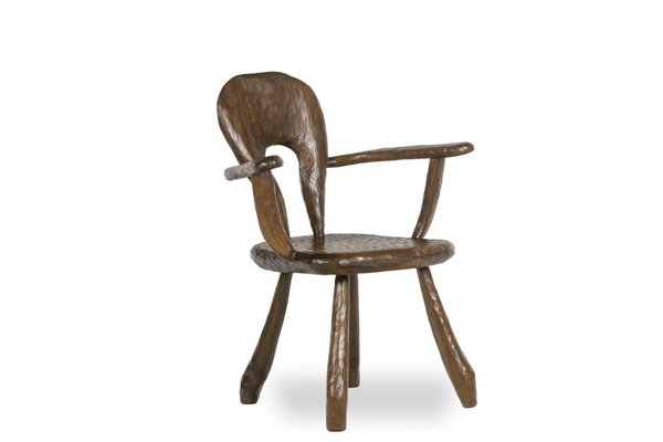 Brutalist Armchair in Gouged Wood from Maison Chevalier, 1960s-CEJ-1761308