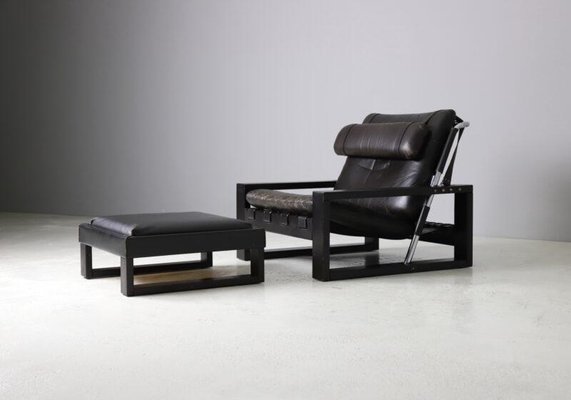 Brutalist Armchair with Ottoman by Sonja Wasseur, 1977, Set of 2-DXL-1794011