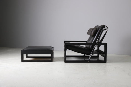 Brutalist Armchair with Ottoman by Sonja Wasseur, 1977, Set of 2