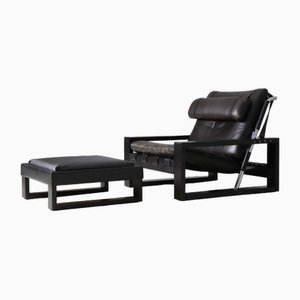 Brutalist Armchair with Ottoman by Sonja Wasseur, 1977, Set of 2-DXL-1794011