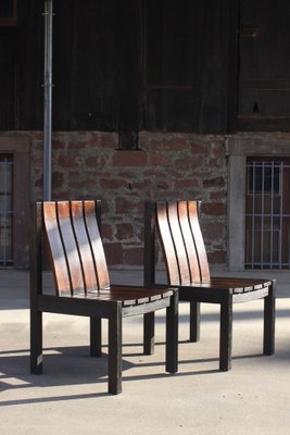 Brutalist Armchairs in Burned Wood, 1950s, Set of 2-WEQ-1339072