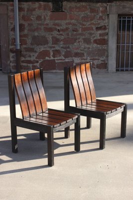 Brutalist Armchairs in Burned Wood, 1950s, Set of 2-WEQ-1339072