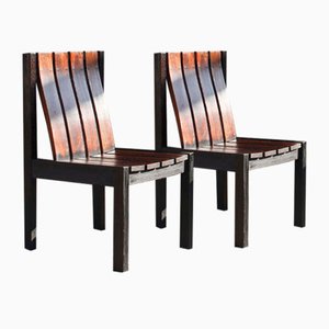 Brutalist Armchairs in Burned Wood, 1950s, Set of 2-WEQ-1339072