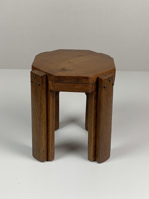 Brutalist Art Deco Dutch Small Low Stool Plant Stand, 1950s-BHG-2036216