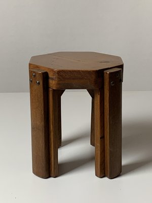 Brutalist Art Deco Dutch Small Low Stool Plant Stand, 1950s-BHG-2036216