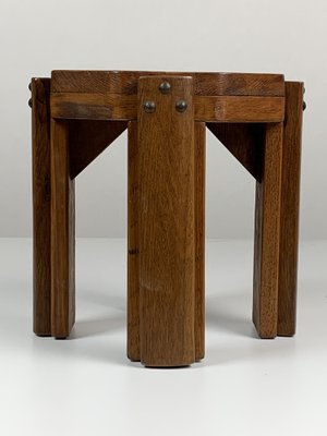 Brutalist Art Deco Dutch Small Low Stool Plant Stand, 1950s-BHG-2036216