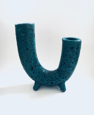 Brutalist Art Pottery Studio Fat Lava Horn Spout Vase, Belgium, 1960s-RQV-1807729