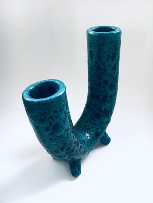 Brutalist Art Pottery Studio Fat Lava Horn Spout Vase, Belgium, 1960s-RQV-1807729