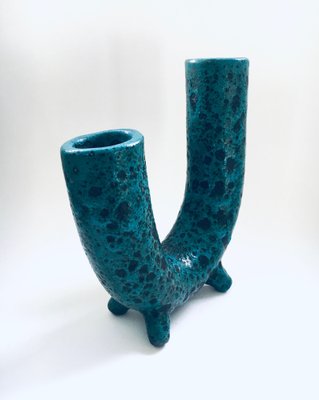 Brutalist Art Pottery Studio Fat Lava Horn Spout Vase, Belgium, 1960s-RQV-1807729