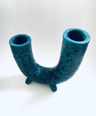 Brutalist Art Pottery Studio Fat Lava Horn Spout Vase, Belgium, 1960s-RQV-1807729