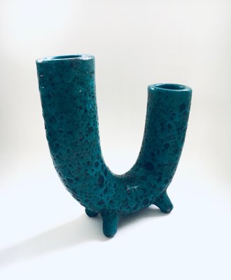 Brutalist Art Pottery Studio Fat Lava Horn Spout Vase, Belgium, 1960s-RQV-1807729