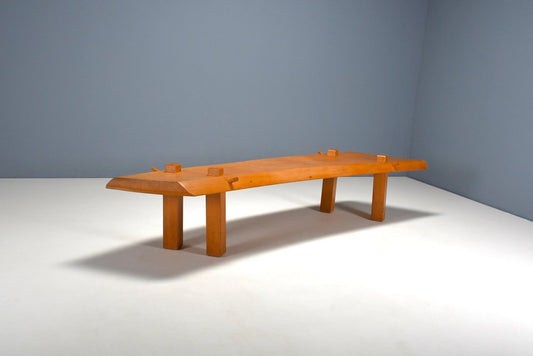 Brutalist Artisan Coffee Table in Oak, France, 1960s