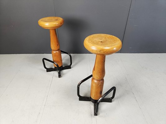 Brutalist Bar Stools, 1960s, Set of 7-IRH-2027029