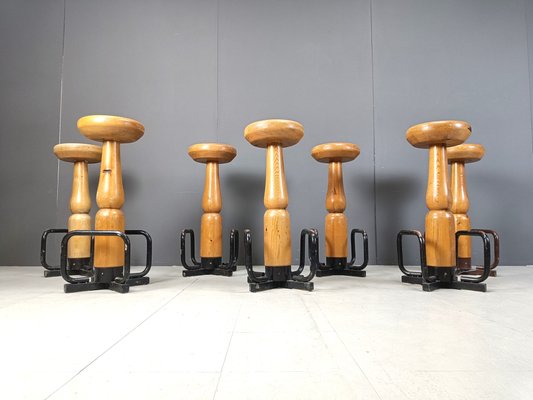 Brutalist Bar Stools, 1960s, Set of 7-IRH-2027029