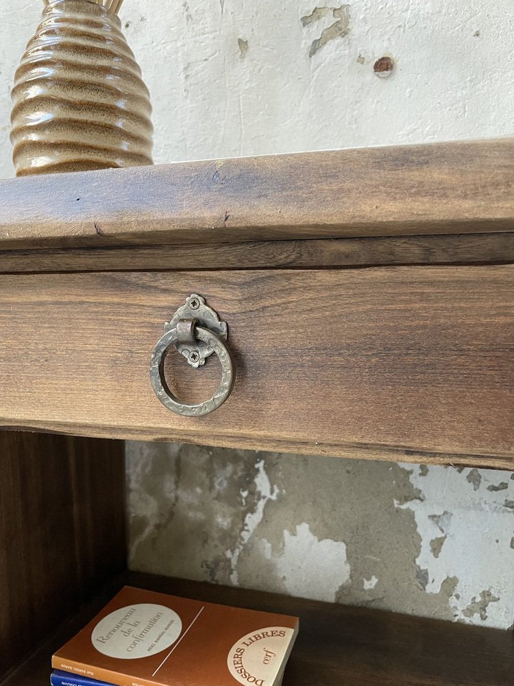 Brutalist Bedside Table in Elm, 1960s