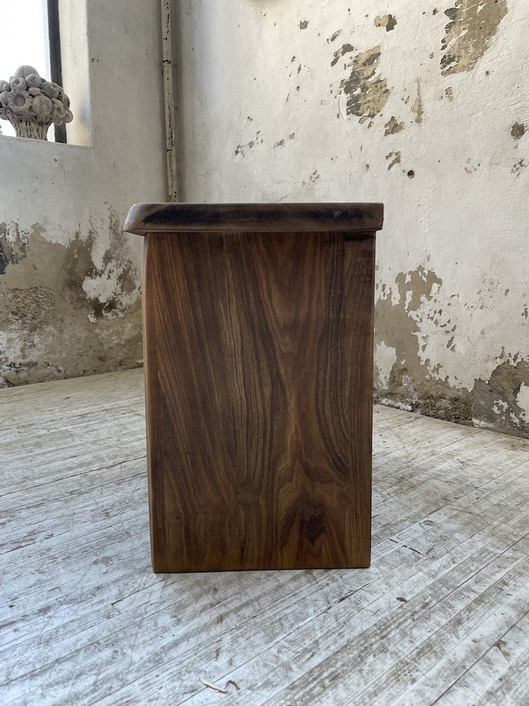 Brutalist Bedside Table in Elm, 1960s