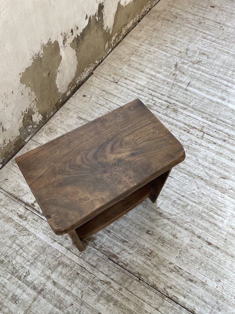 Brutalist Bedside Table in Elm, 1960s