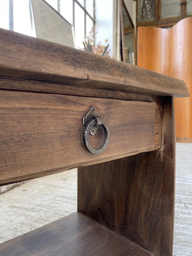 Brutalist Bedside Table in Elm, 1960s