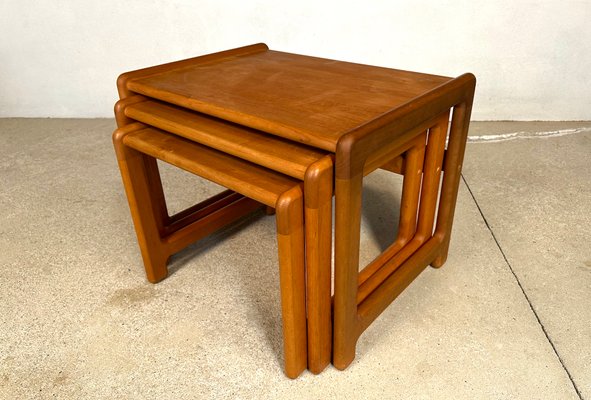 Brutalist Beech Nesting Side Tables, Germany, 1970s, Set of 3-JP-1783513