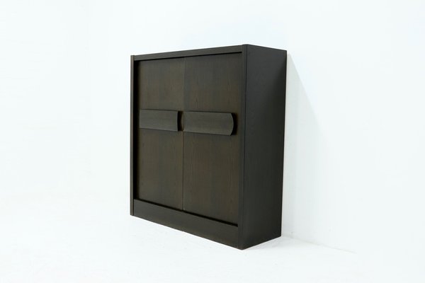 Brutalist Belgian Bar Cabinet in Dark Brown Stained Oak, 1970s-VV-1178248