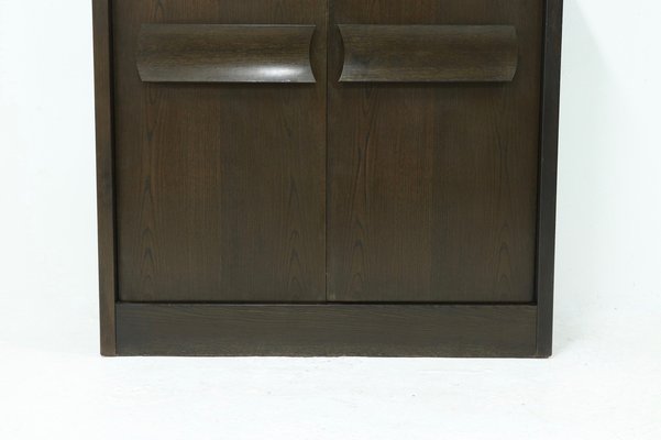 Brutalist Belgian Bar Cabinet in Dark Brown Stained Oak, 1970s-VV-1178248