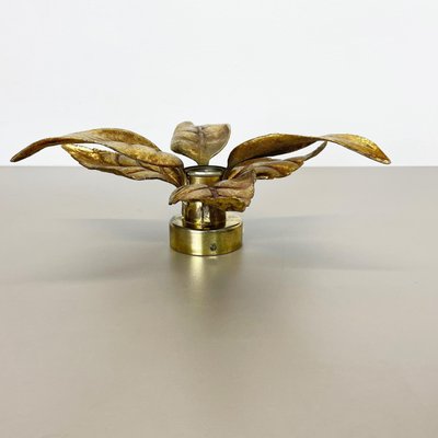 Brutalist Beligan Brass Metal Wall Ceiling Light by Willy Daro Belgium, 1970s-QZ-1091365