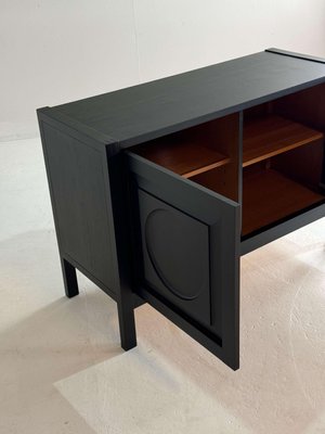 Brutalist Black Cabinet with Round Pattern Doors-GNW-2032989