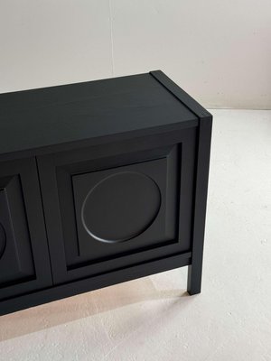 Brutalist Black Cabinet with Round Pattern Doors-GNW-2032989