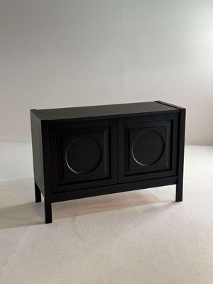 Brutalist Black Cabinet with Round Pattern Doors-GNW-2032989