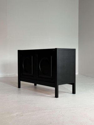 Brutalist Black Cabinet with Round Pattern Doors-GNW-2032989