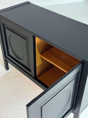 Brutalist Black Cabinet with Round Pattern Doors-GNW-2032989