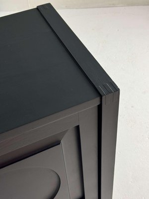 Brutalist Black Cabinet with Round Pattern Doors-GNW-2032989