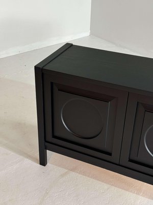 Brutalist Black Cabinet with Round Pattern Doors-GNW-2032989