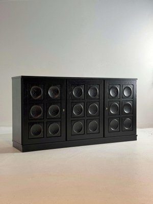 Brutalist Black Three-Door Sideboard-GNW-2036580