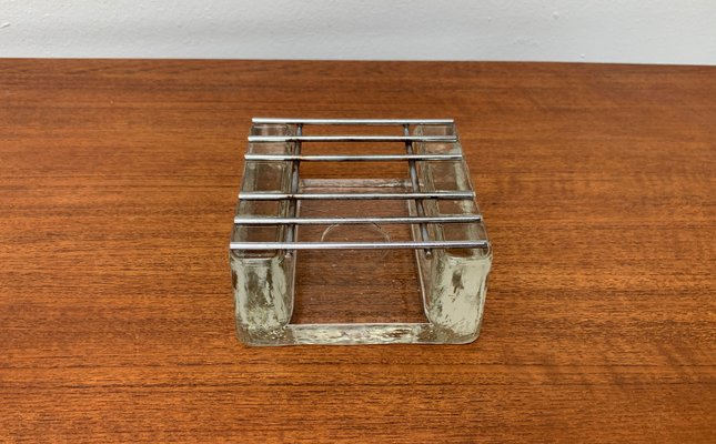 Brutalist Block Glass and Metal Tea Warmer, 1960s-UAH-1425400