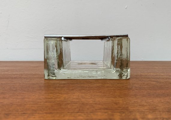 Brutalist Block Glass and Metal Tea Warmer, 1960s-UAH-1425400