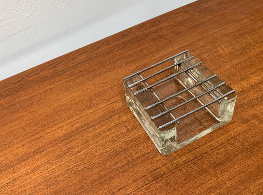 Brutalist Block Glass and Metal Tea Warmer, 1960s-UAH-1425400