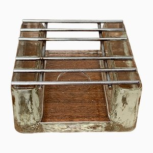 Brutalist Block Glass and Metal Tea Warmer, 1960s-UAH-1425400