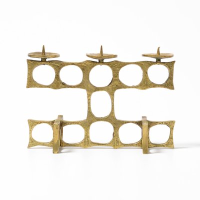 Brutalist Brass 3-Light Candelabra, 1970s-VT-799632