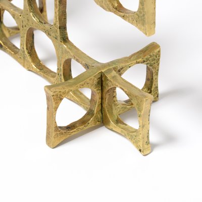 Brutalist Brass 3-Light Candelabra, 1970s-VT-799632