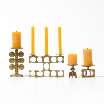 Brutalist Brass 3-Light Candelabra, 1970s-VT-799632