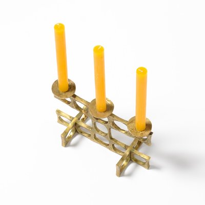 Brutalist Brass 3-Light Candelabra, 1970s-VT-799632