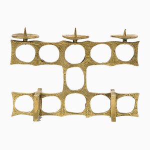 Brutalist Brass 3-Light Candelabra, 1970s-VT-799632