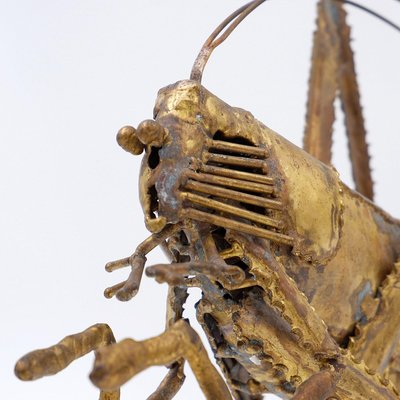 Brutalist Brass Grasshopper by Daniel Dhaeseleer, Belgium, 1970s-NYF-2019149