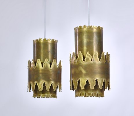 Brutalist Brass Pendant Lamp by Svend Aage Holm Sørensen for Holm Sørensen, 1960s, Set of 2-WRF-731929