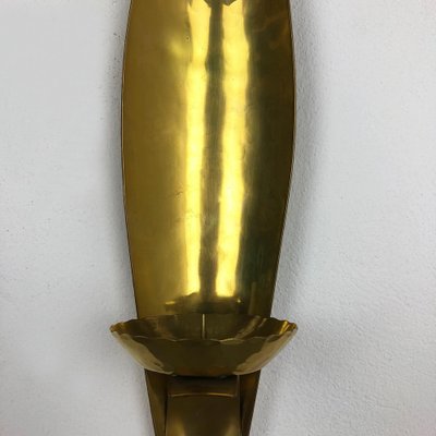 Brutalist Brass Wall Candleholder by Emil Funk KG, Germany, 1950s-QZ-1052886