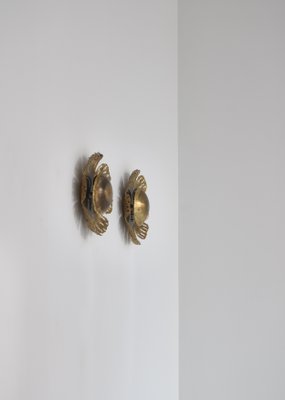 Brutalist Brass Wall Sconces Flower by Holm Sørensen & Co, Denmark, 1960s, Set of 2-WRF-1144512